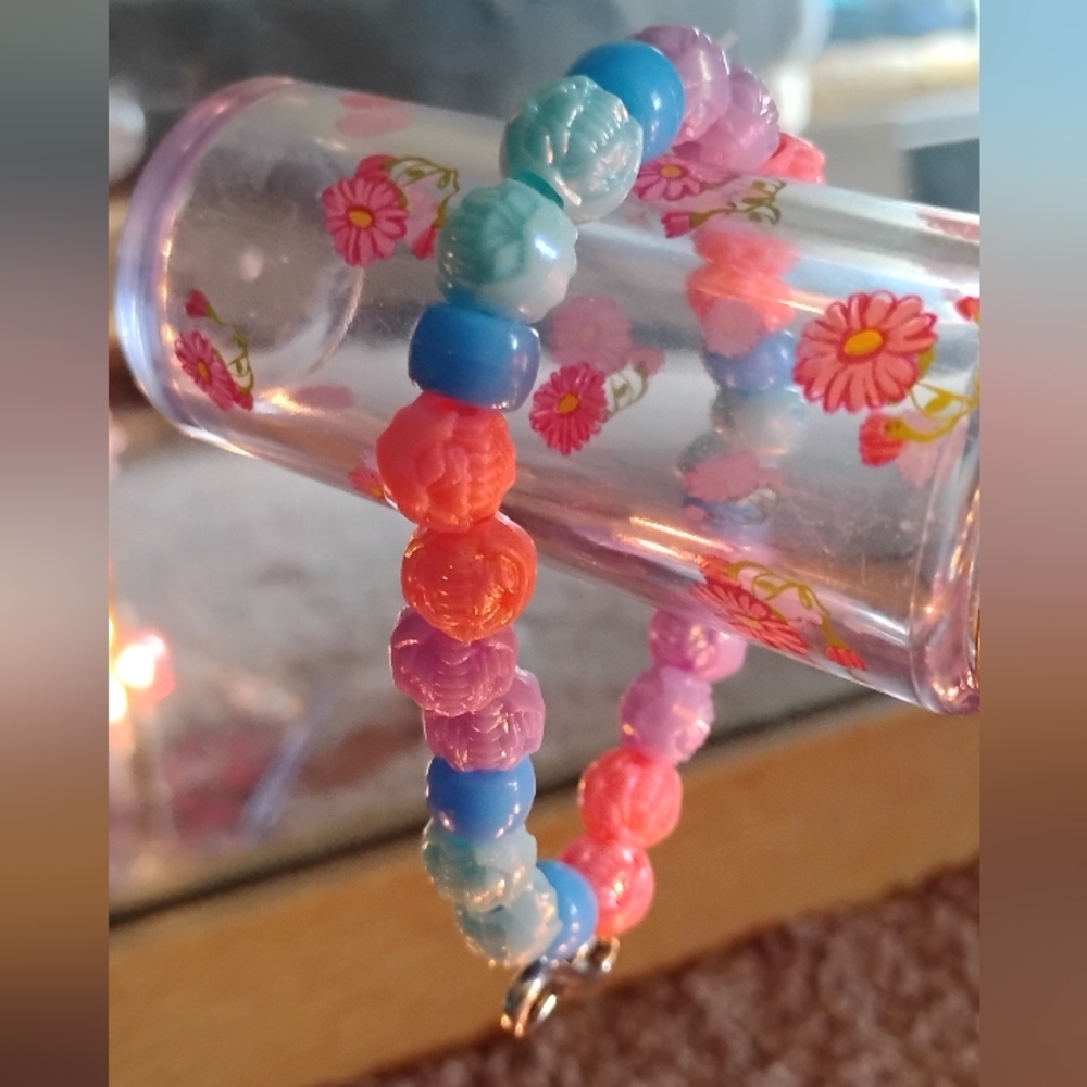 Pink and Blue Beaded Jewelry Bracelet With Infinity Charm ♾️